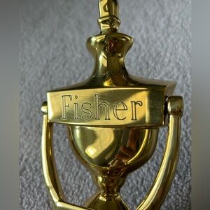 Brass Door Knocker. Engraved - FISHER